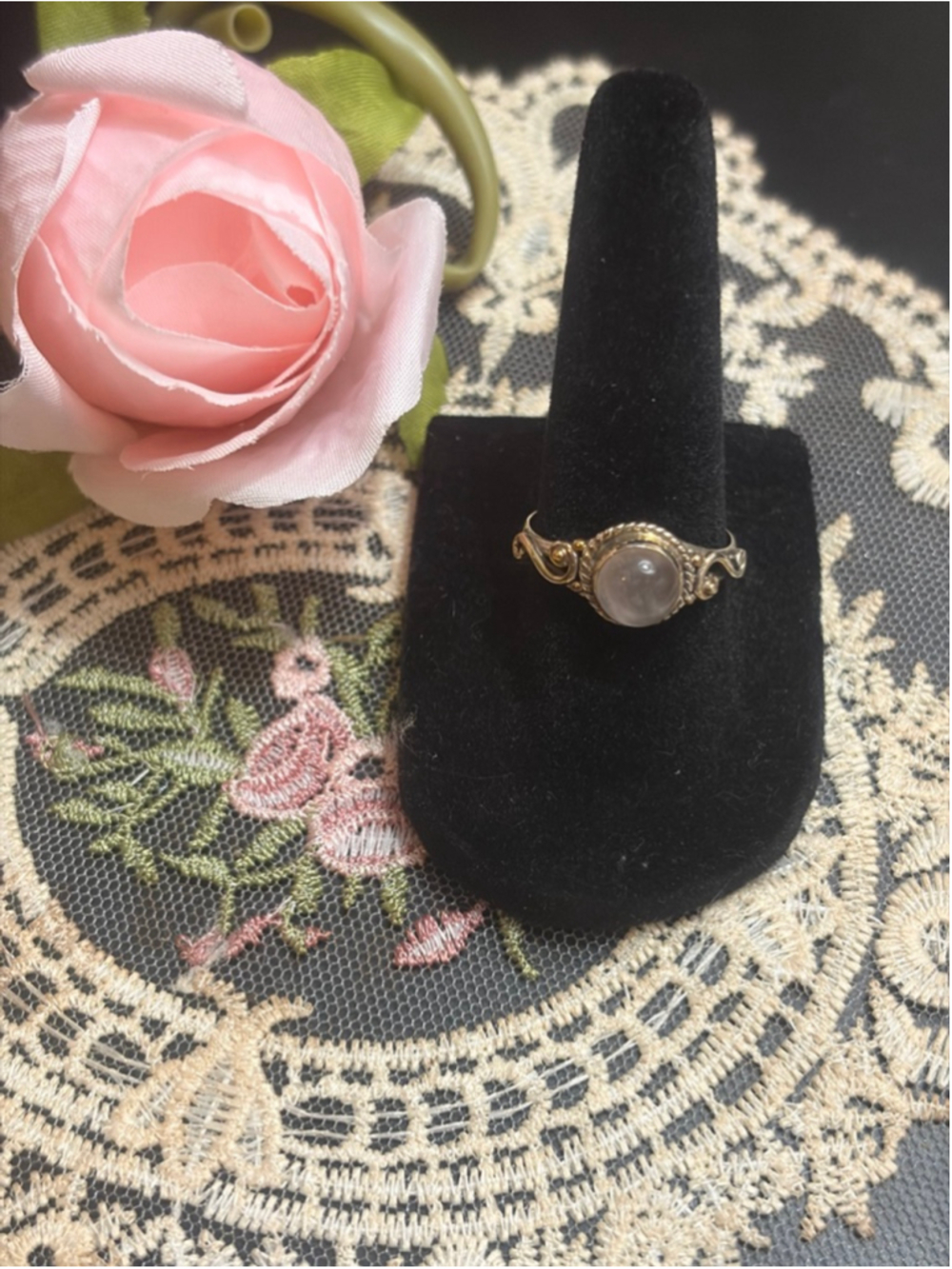 Sterling Silver 925 with Rose Quartz Ring Size 8